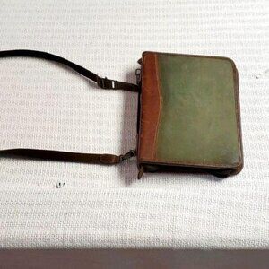 Daytimer Vintage Hunter Green Suede & Leather Shoulder/Crossbody Carry Planner